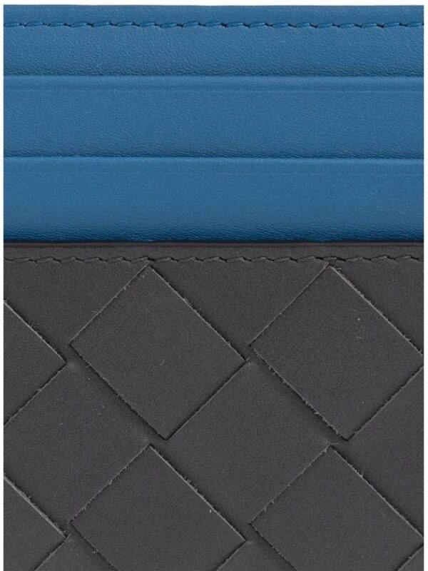 Bottega Veneta Intrecciato Two-Tone Card Wallet Blue Black