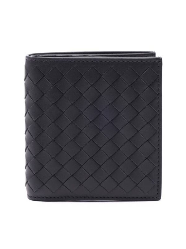 Bottega Veneta Intrecciato Small Folder Half Wallet Dark Grey