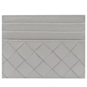Bottega Veneta Intrecciato Leather Card Wallet Grey