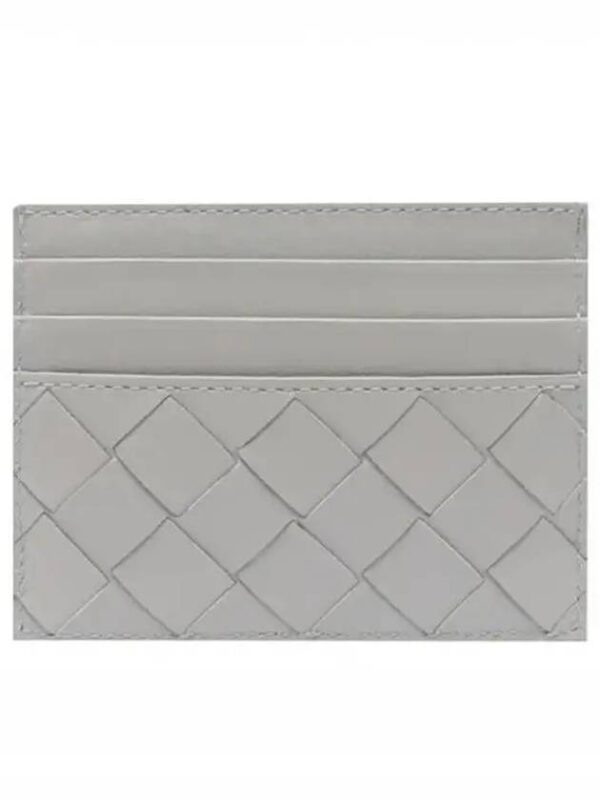Bottega Veneta Intrecciato Leather Card Wallet Grey