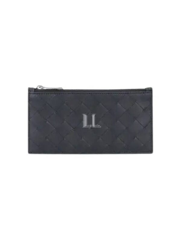 Bottega Veneta Intrecciato Zipper Card Wallet Black