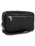 Bottega Veneta Intrecciato Zipper Leather Pouch Bag Black