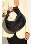 Bottega Veneta Teen Jodie Intrecciato Leather Tote Bag Black