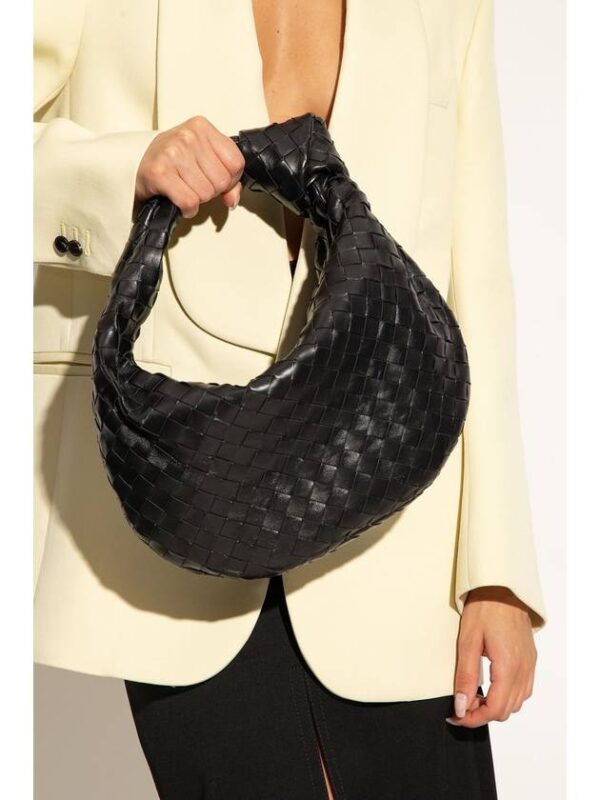 Bottega Veneta Teen Jodie Intrecciato Leather Tote Bag Black