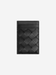 Bottega Veneta Intrecciato Magnet Leather Card Wallet Black