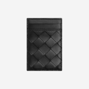 Bottega Veneta Intrecciato Magnet Leather Card Wallet Black
