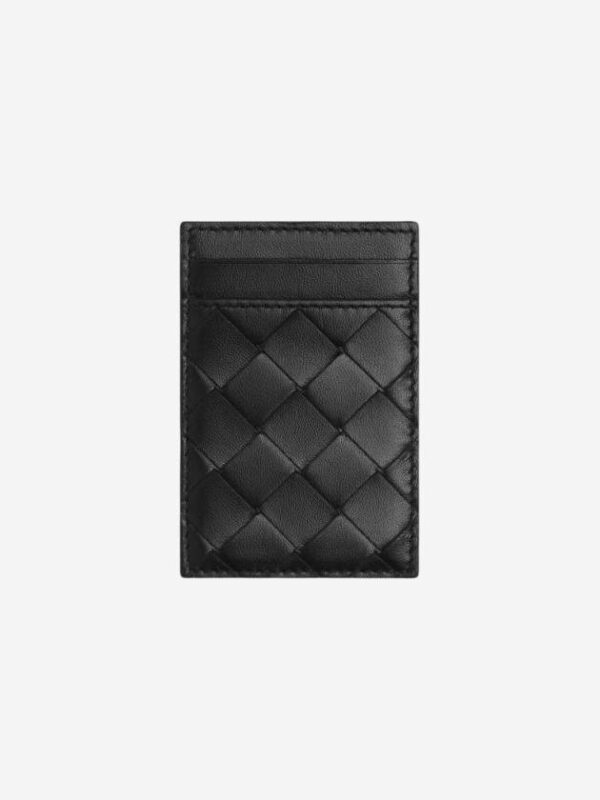 Bottega Veneta Intrecciato Magnet Leather Card Wallet Black