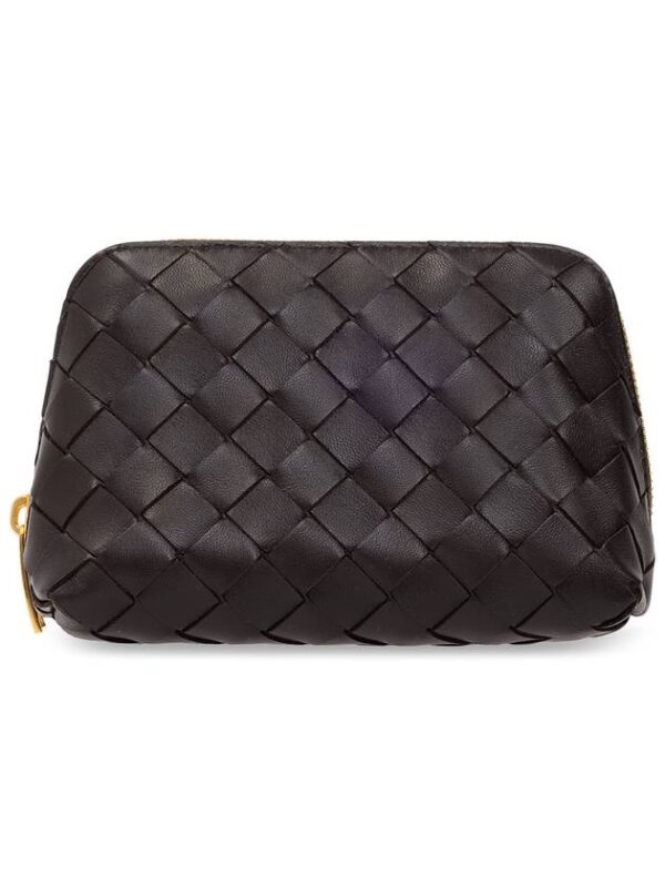 Bottega Veneta Intrecciato Leather Pouch Dark Brown