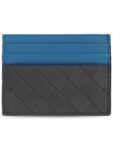 Bottega Veneta Intrecciato Two-Tone Card Wallet Blue Black