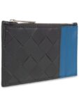 Bottega Veneta Intrecciato Zippered Leather Card Wallet Grey