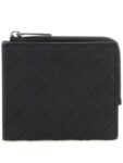 Bottega Veneta Intrecciato Bifold Calfskin Half Wallet Blue Black