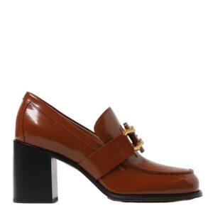Bottega Veneta Women's Monsieur Glossy Leather Pumps Heel Brown