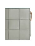 Bottega Veneta Cassette Zipper Small Leather Half Wallet Grey