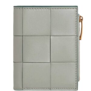 Bottega Veneta Cassette Zipper Small Leather Half Wallet Grey