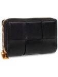 Bottega Veneta Cassette Accordion Zipper Bicycle Wallet Black