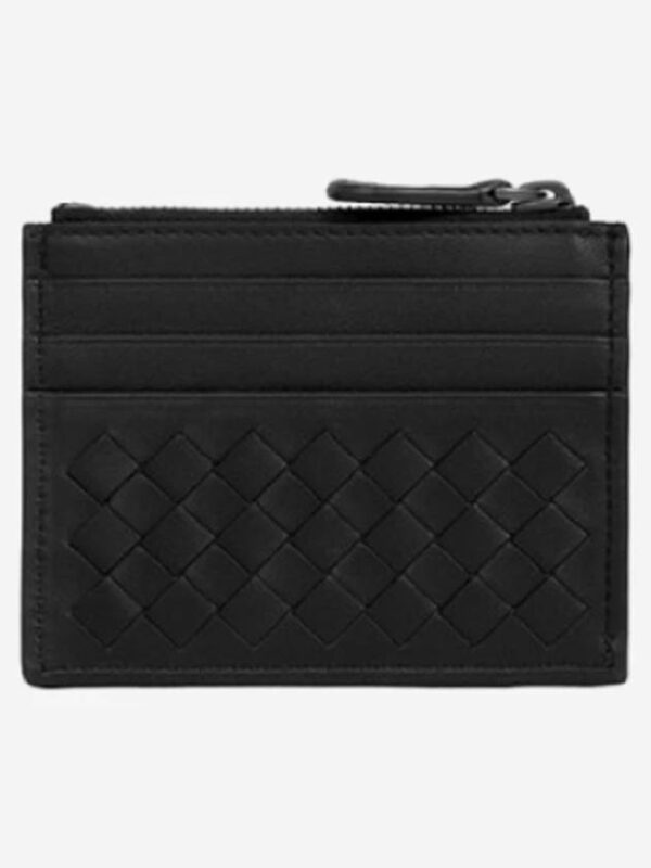 Bottega Veneta Intrecciato Zipper Card Wallet Black