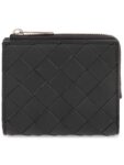 Bottega Veneta Intrecciato Bifold Calfskin Half Wallet Blue Black