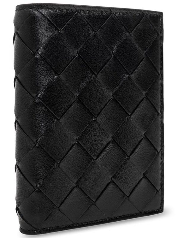 Bottega Veneta Intrecciato Small Leather Half Wallet Black