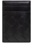 Bottega Veneta Intrecciato Magnet Leather Card Wallet Black