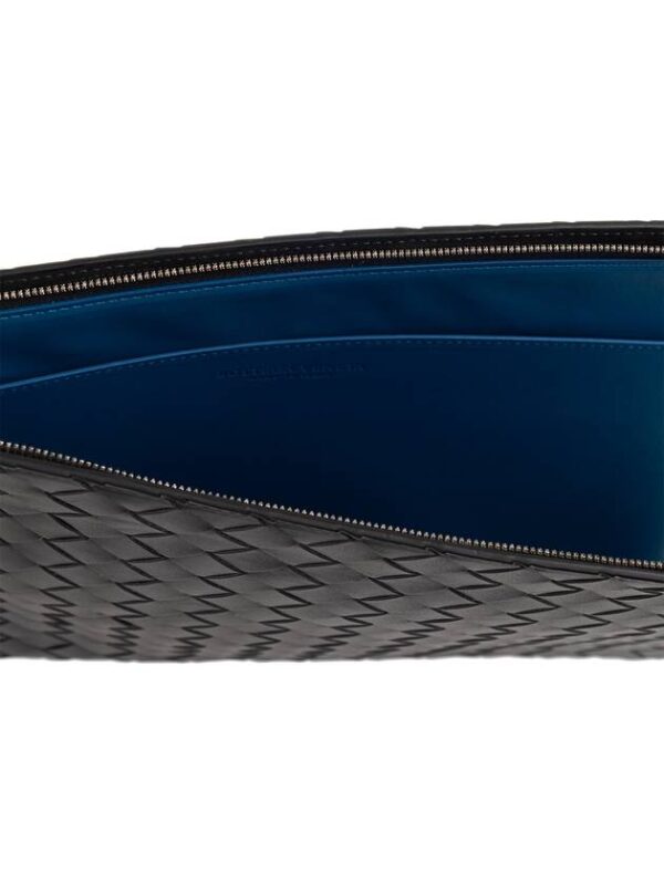 Bottega Veneta Intrecciato Half Zip Clutch Bag Grey