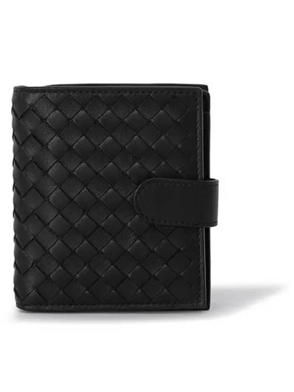 Bottega Veneta Intrecciato Zipper Half Wallet Black