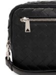 Bottega Veneta Intrecciato Zipper Leather Pouch Bag Black