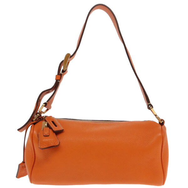 PRADA Shoulder Bag Leather Orange Gold  94190