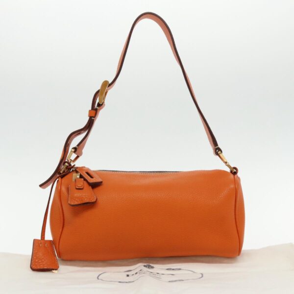 PRADA Shoulder Bag Leather Orange Gold  94190