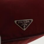 PRADA Accessory Pouch Nylon Red Silver  94191