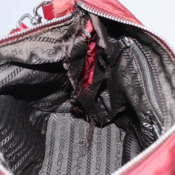 PRADA Accessory Pouch Nylon Red Silver  94191