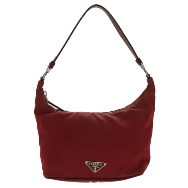 PRADA Accessory Pouch Nylon Red Silver  94191