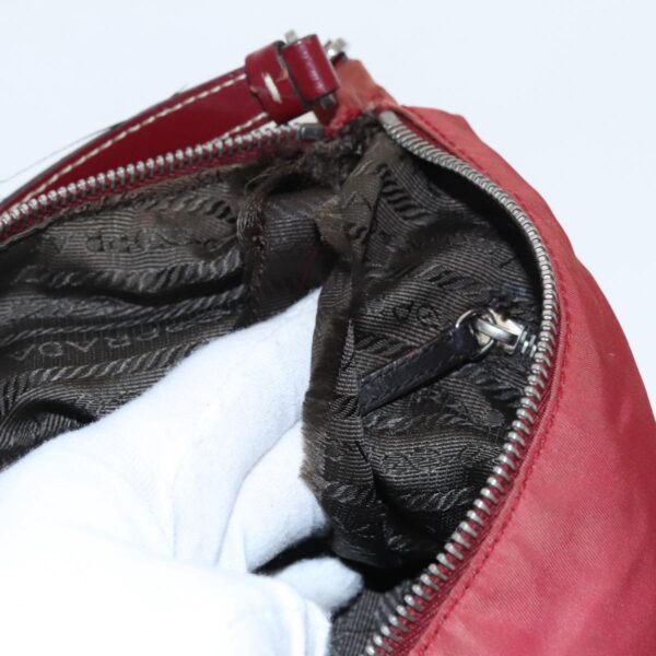 PRADA Accessory Pouch Nylon Red Silver  94191