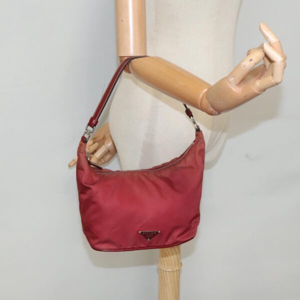 PRADA Accessory Pouch Nylon Red Silver  94191