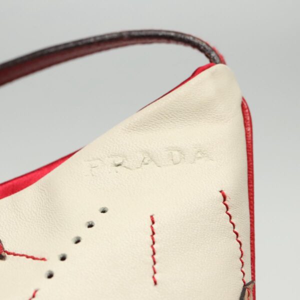 PRADA Hand Bag Leather White Silver  94300