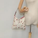 PRADA Hand Bag Leather White Silver  94300
