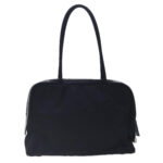 PRADA Hand Bag Nylon Leather Black Silver  94690