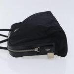 PRADA Hand Bag Nylon Leather Black Silver  94690