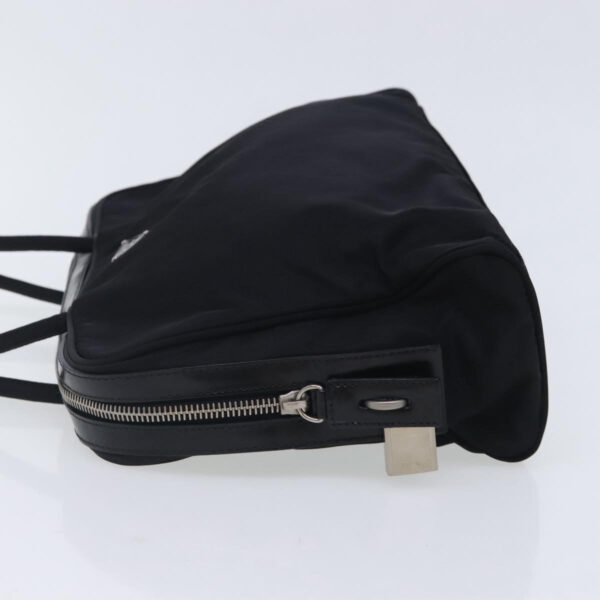 PRADA Hand Bag Nylon Leather Black Silver  94690