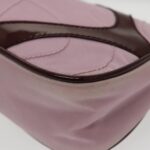 PRADA Accessory Pouch Nylon Leather Pink Wine Red Silver  95323