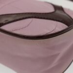 PRADA Accessory Pouch Nylon Leather Pink Wine Red Silver  95323