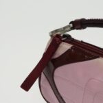 PRADA Accessory Pouch Nylon Leather Pink Wine Red Silver  95323
