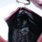 PRADA Accessory Pouch Nylon Leather Pink Wine Red Silver  95323