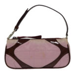 PRADA Accessory Pouch Nylon Leather Pink Wine Red Silver  95323