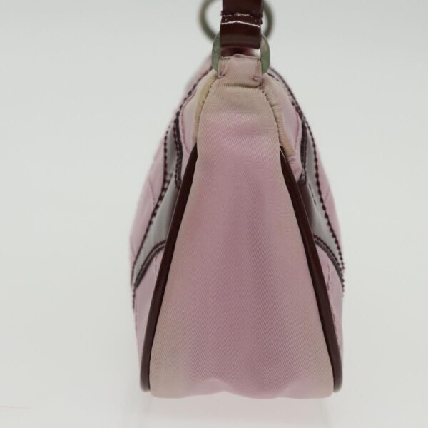 PRADA Accessory Pouch Nylon Leather Pink Wine Red Silver  95323
