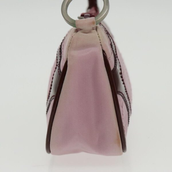 PRADA Accessory Pouch Nylon Leather Pink Wine Red Silver  95323