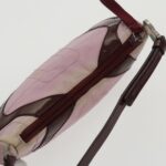 PRADA Accessory Pouch Nylon Leather Pink Wine Red Silver  95323