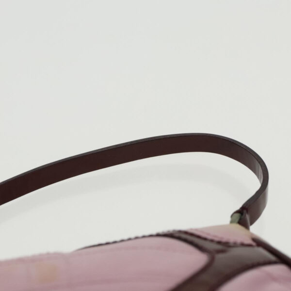 PRADA Accessory Pouch Nylon Leather Pink Wine Red Silver  95323