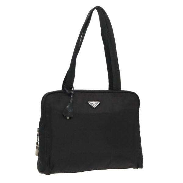 PRADA Hand Bag Nylon Black Silver  95336