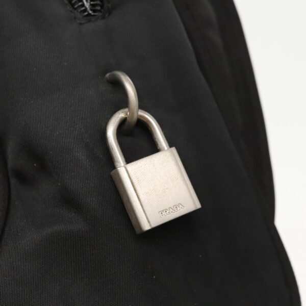 PRADA Hand Bag Nylon Black Silver  95336