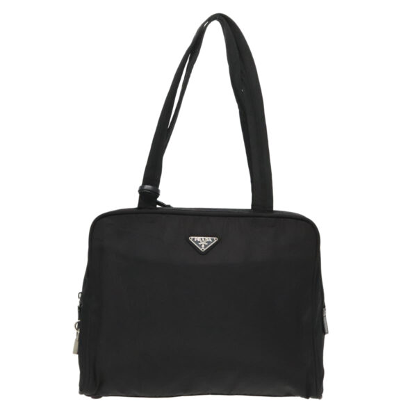 PRADA Hand Bag Nylon Black Silver  95336